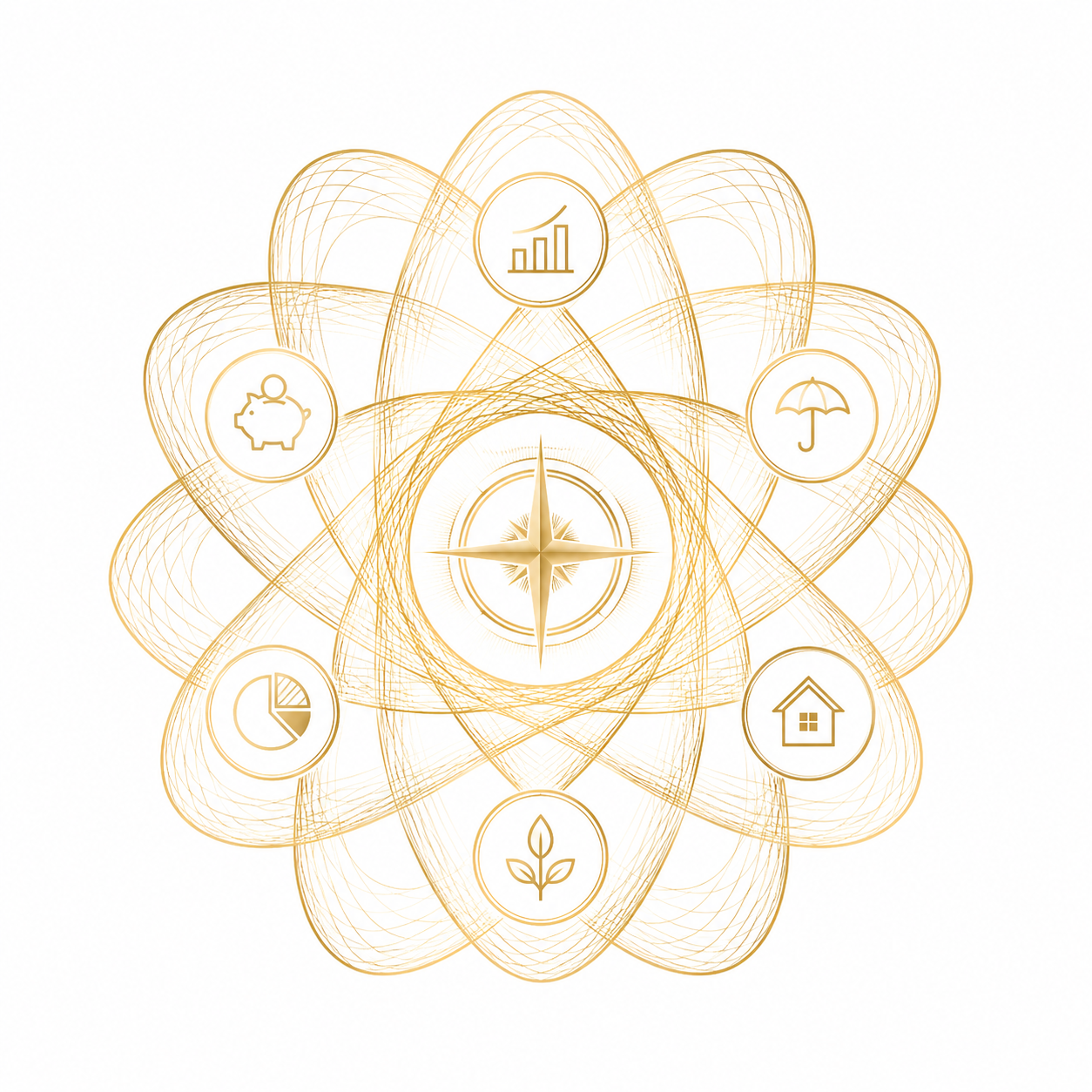Komplexní finanční plán – zlatá spiral art grafika
